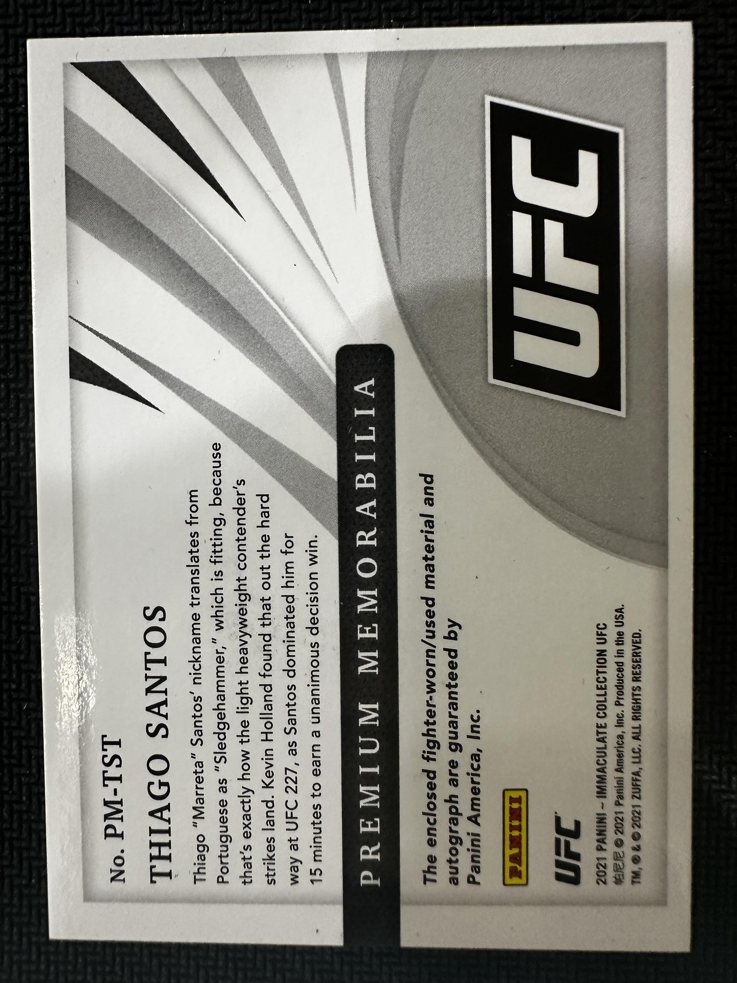 #PM-TST Thiago Santos 2021 Panini Immaculate UFC /10 Premium Auto Red