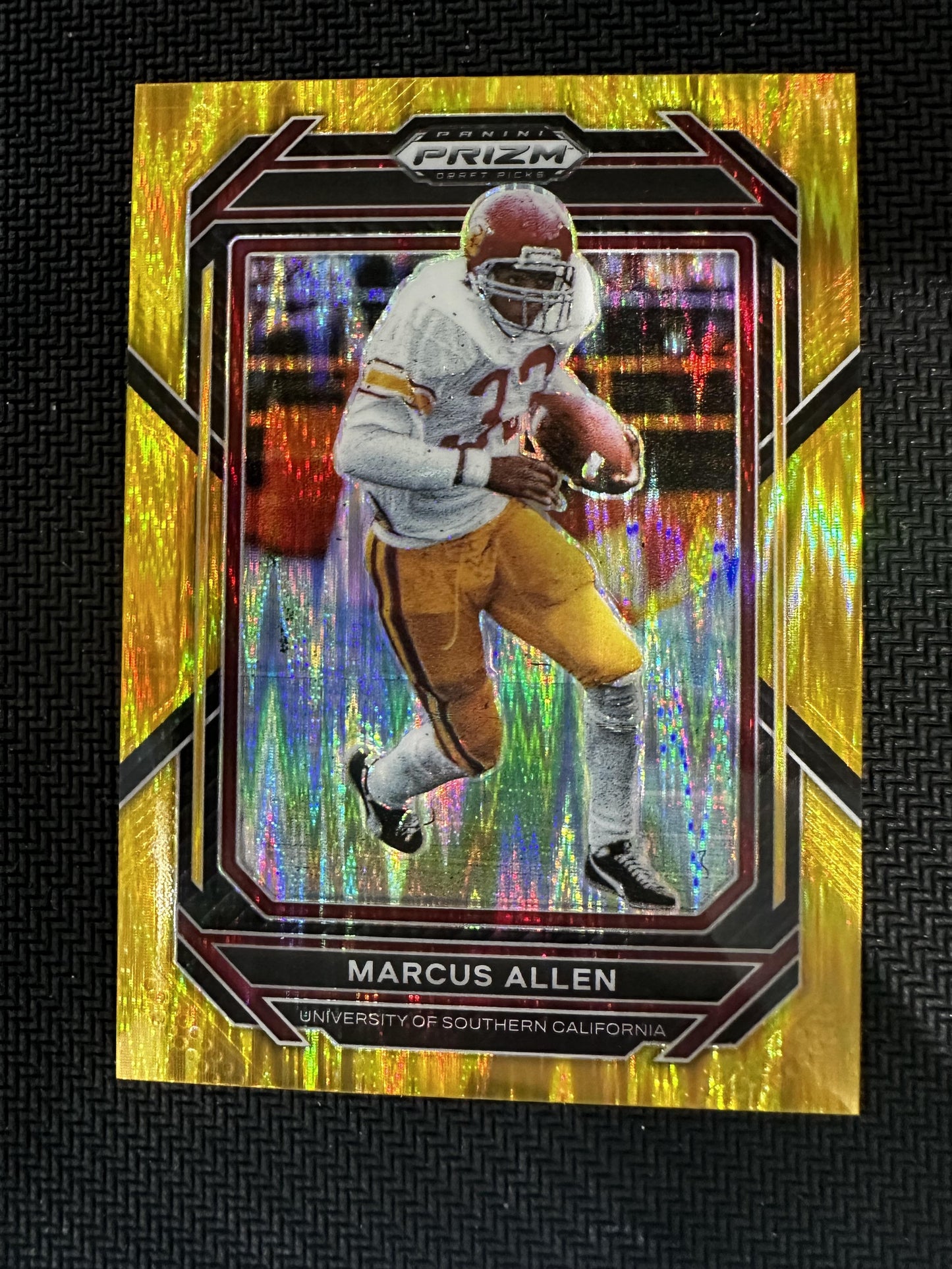 #72 Marcus Allen 2023 Panini Prizm Draft Picks SN #/49 Gold Flash