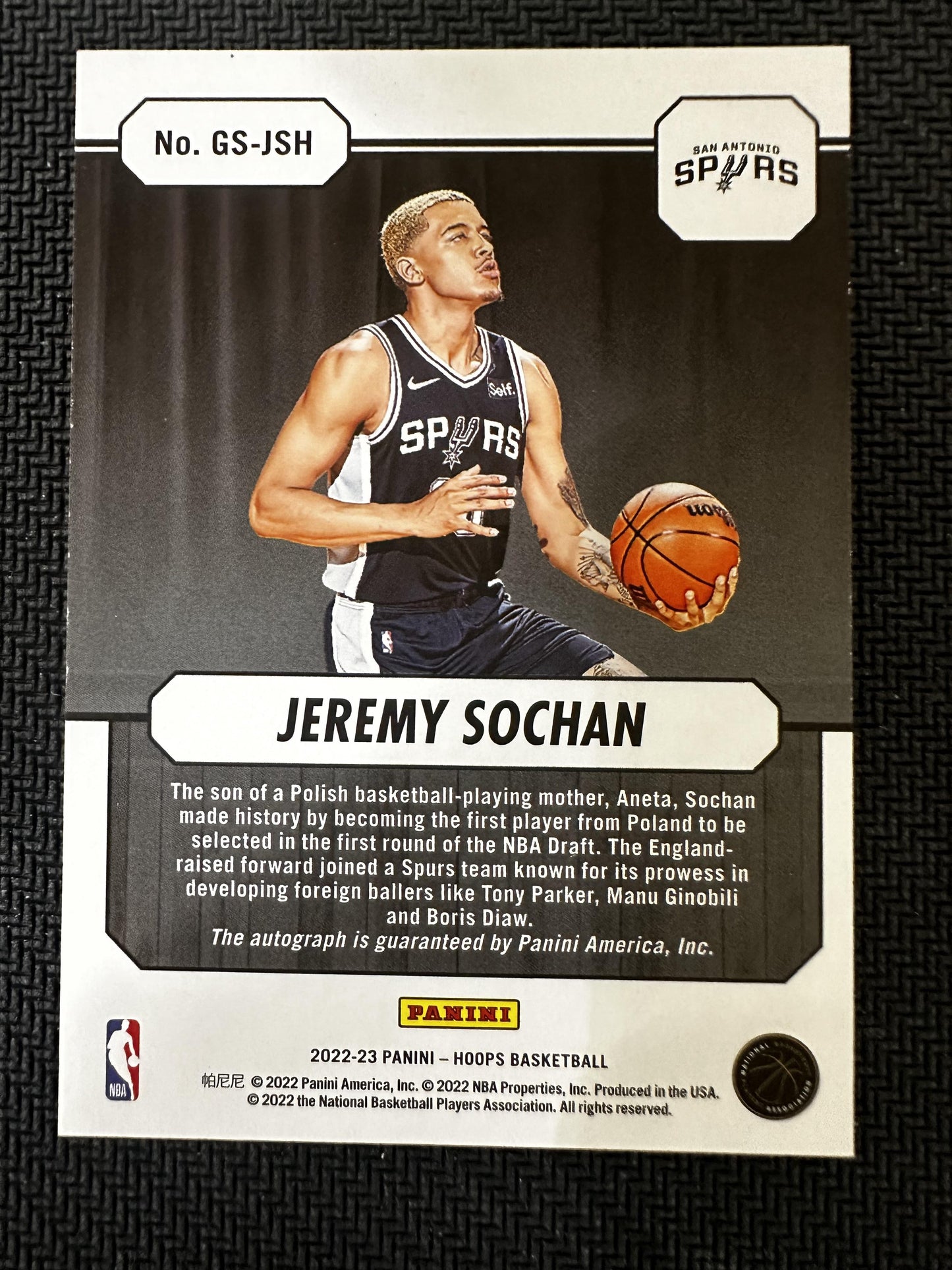 #GS-JSH Jeremy Sochan 2022-23 Hoops AU Auto San Antonio Spurs Great SIGnificance