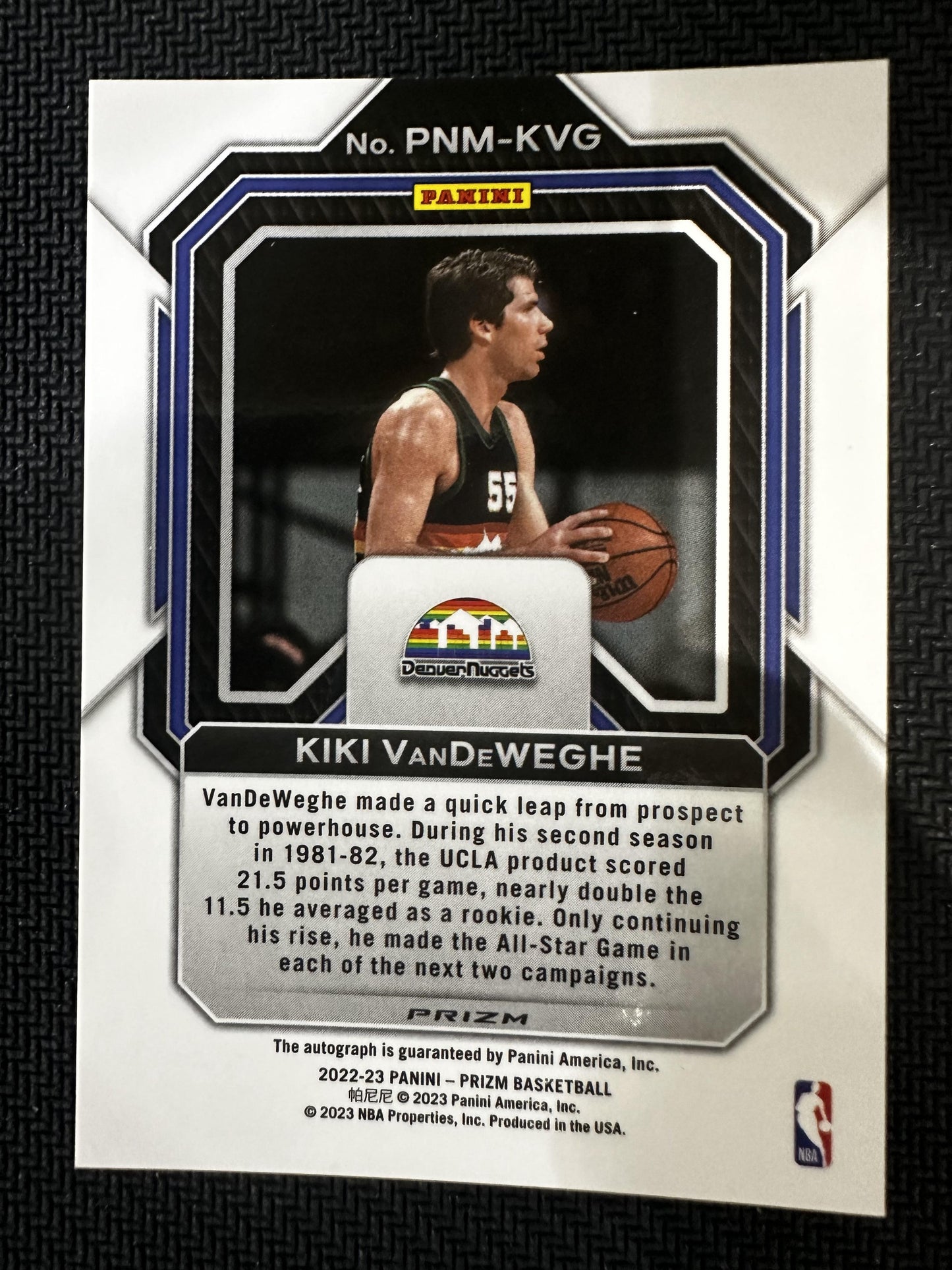 #PNM-KVG Kiki Vandeweghe 2022-23 Panini Prizm Nuggets Penmanship Prizms Silver