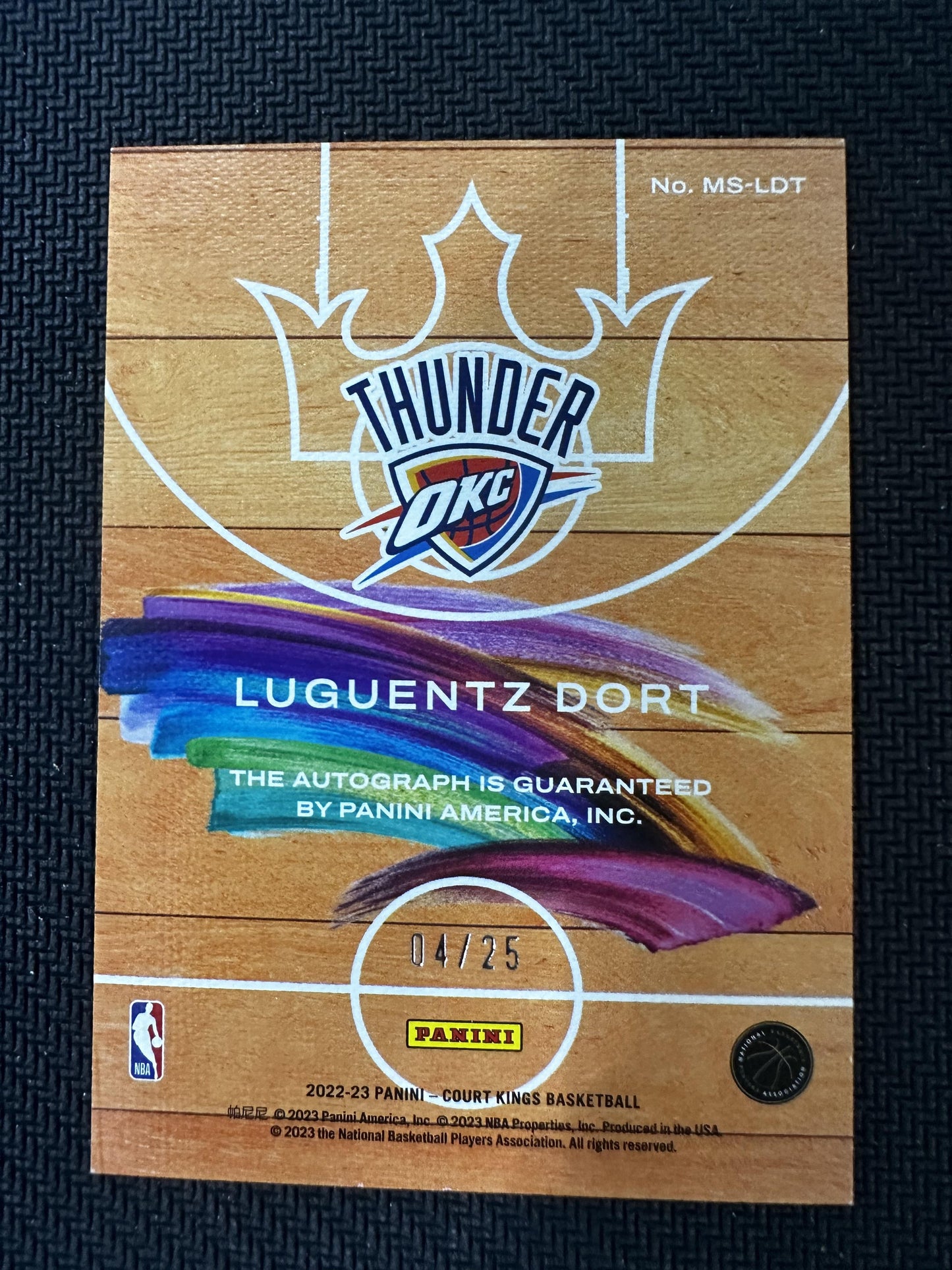 #MS-LDT Luguentz Dort 2022 Panini Court Kings Auto /25 Thunder Masterstrokes