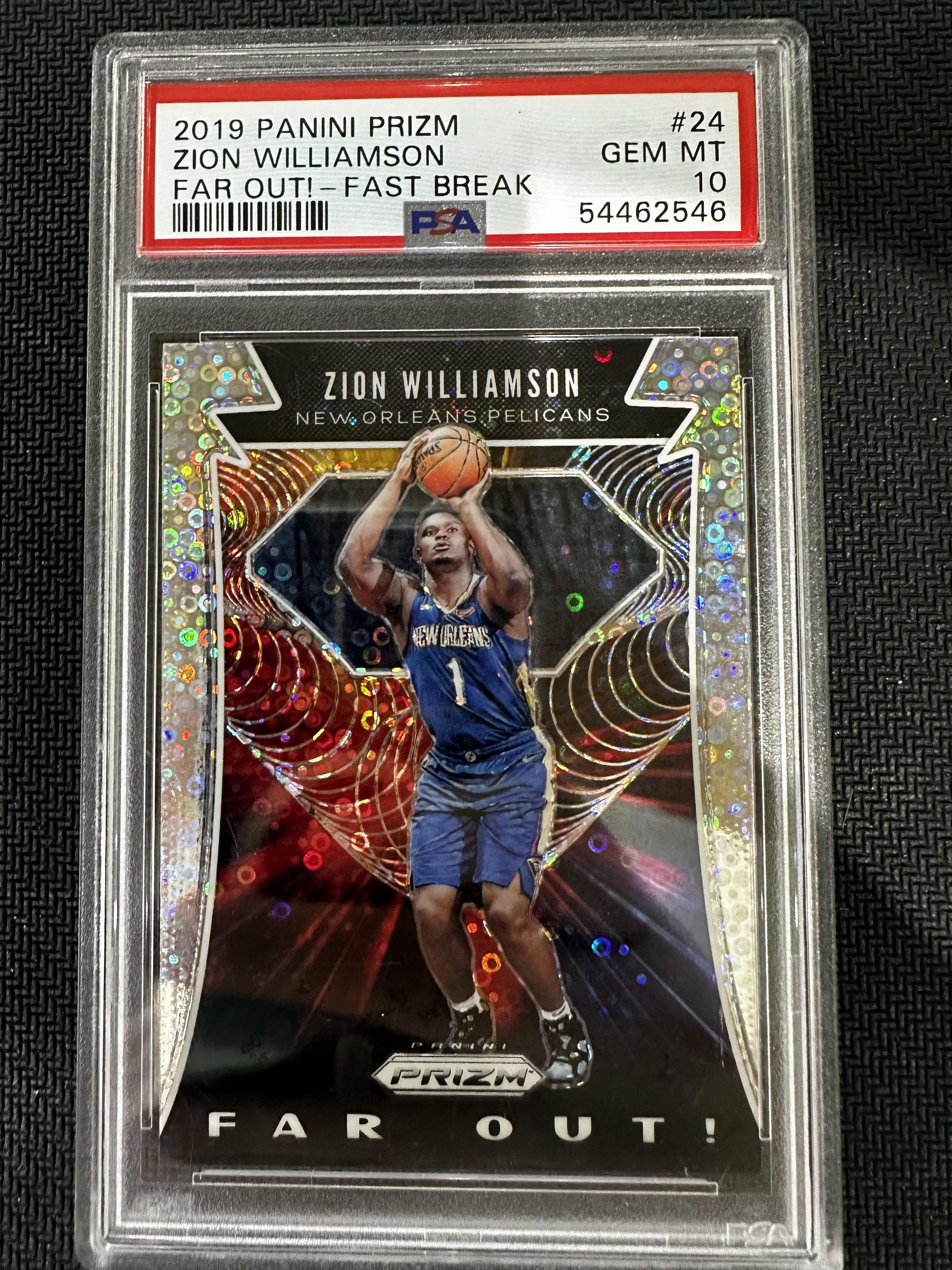 #24 Zion Williamson 2019 Panini Prizm Far Out! 10 Far Out!-Fast Break