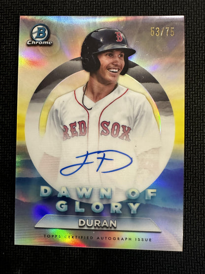 #DGA-JD Jarren Duran 2020 Bowman Chrome AU Auto Red Sox Dawn of Glory Autographs