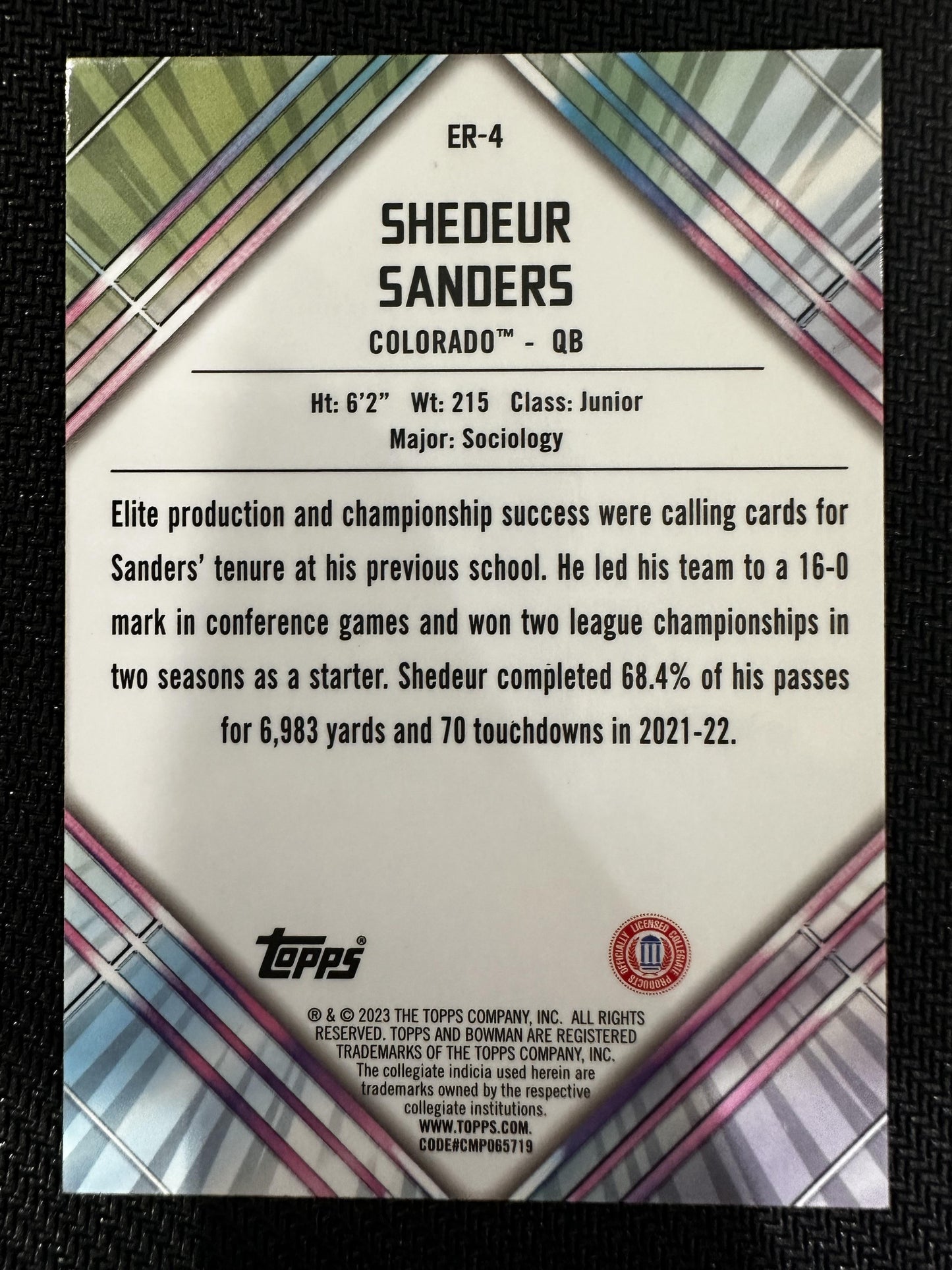 #ER-4 Shedeur Sanders 2023 Bowman U Chrome Unexpected Delights Early Risers