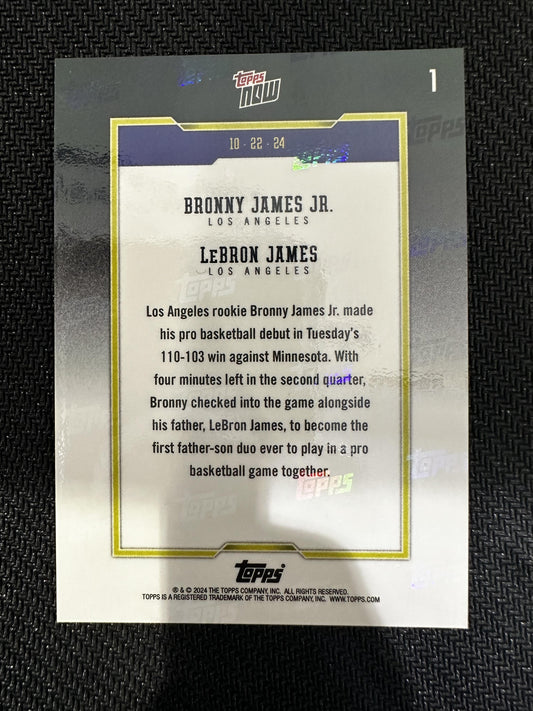 #1 Bronny James Jr. / LeBron James PR74453 2024-25 Topps Now Los Angeles Lakers