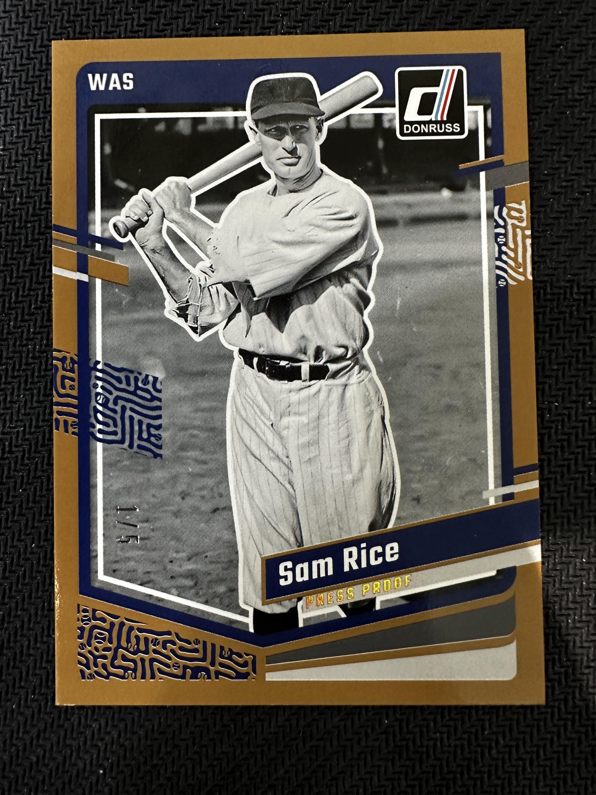 #164 Sam Rice 2023 Donruss SN #/5 Washington Senators sports Press Proof