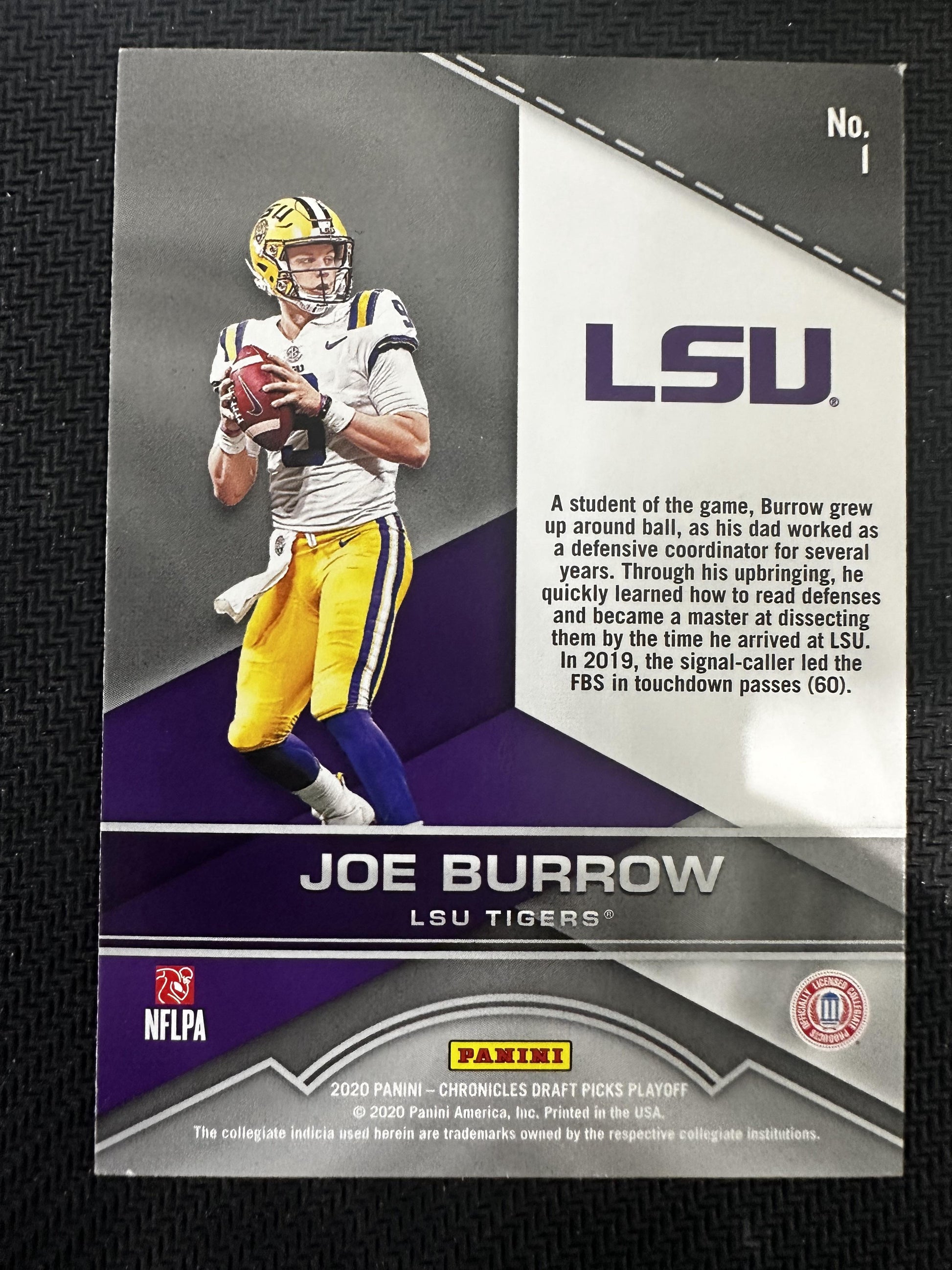 #1 Joe Burrow 2020 Panini Chronicles Draft Picks LSU Tigers Playoff Draft Picks