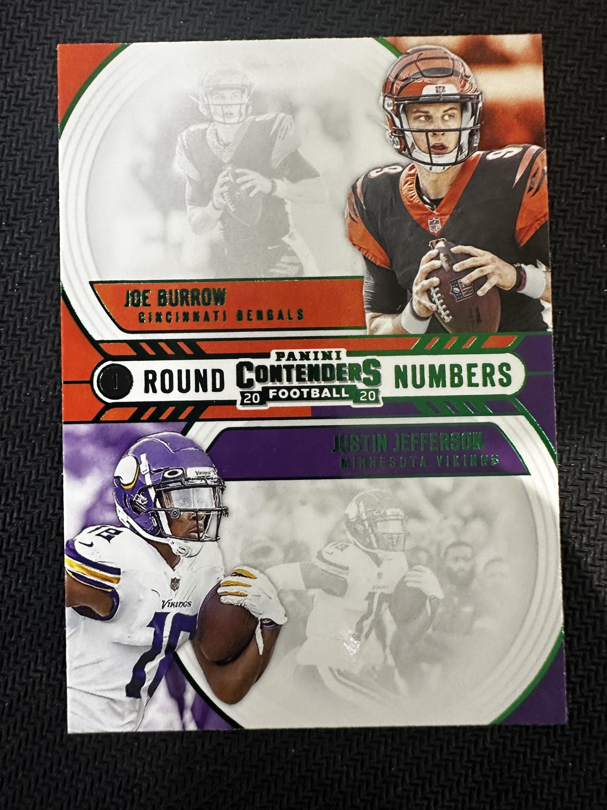 #RN-BJ Joe Burrow/Justin Jefferson 2020 Panini Contenders Round Numbers Emerald