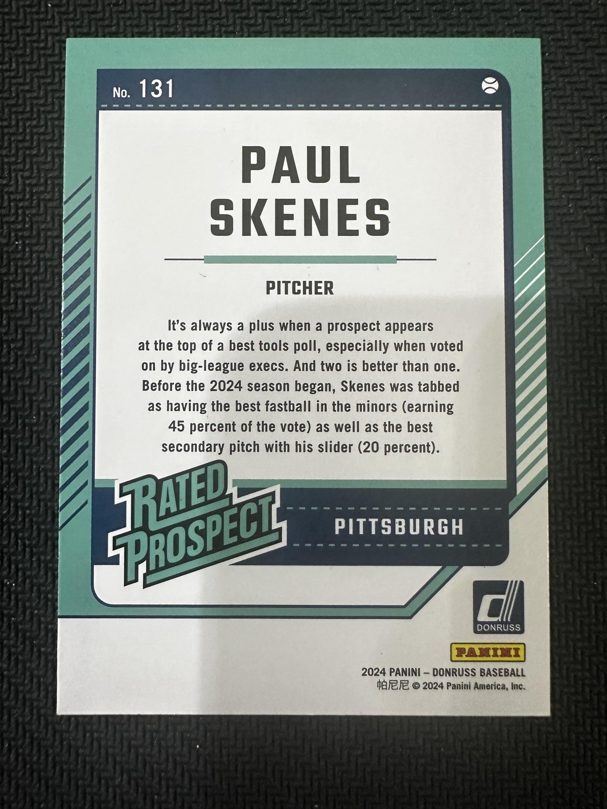 #131 Paul Skenes 2024 Donruss Pittsburgh Pirates sports