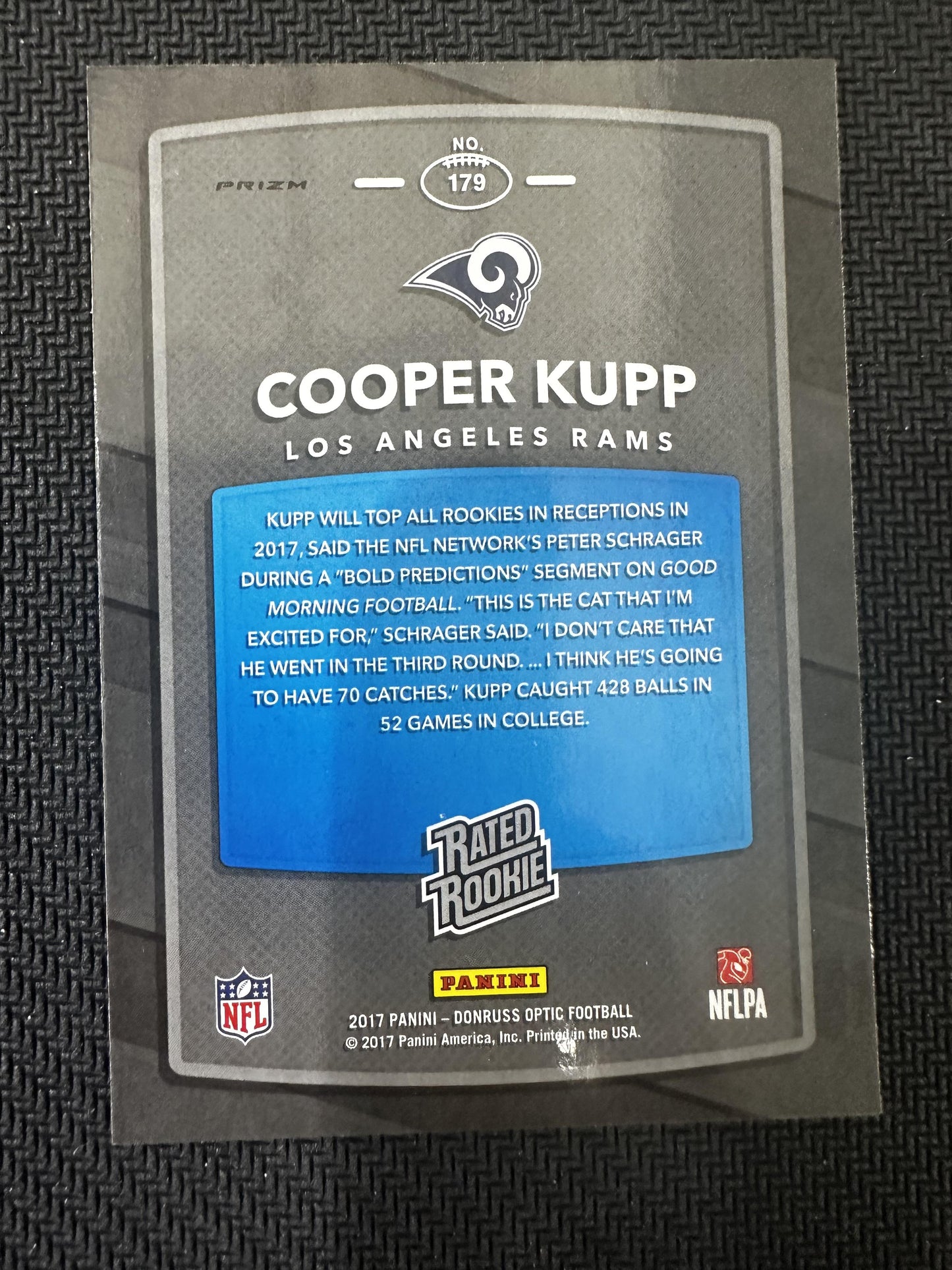 #179 Cooper Kupp 2017 Donruss Optic RC Rookie Los Angeles Rams sports Lime