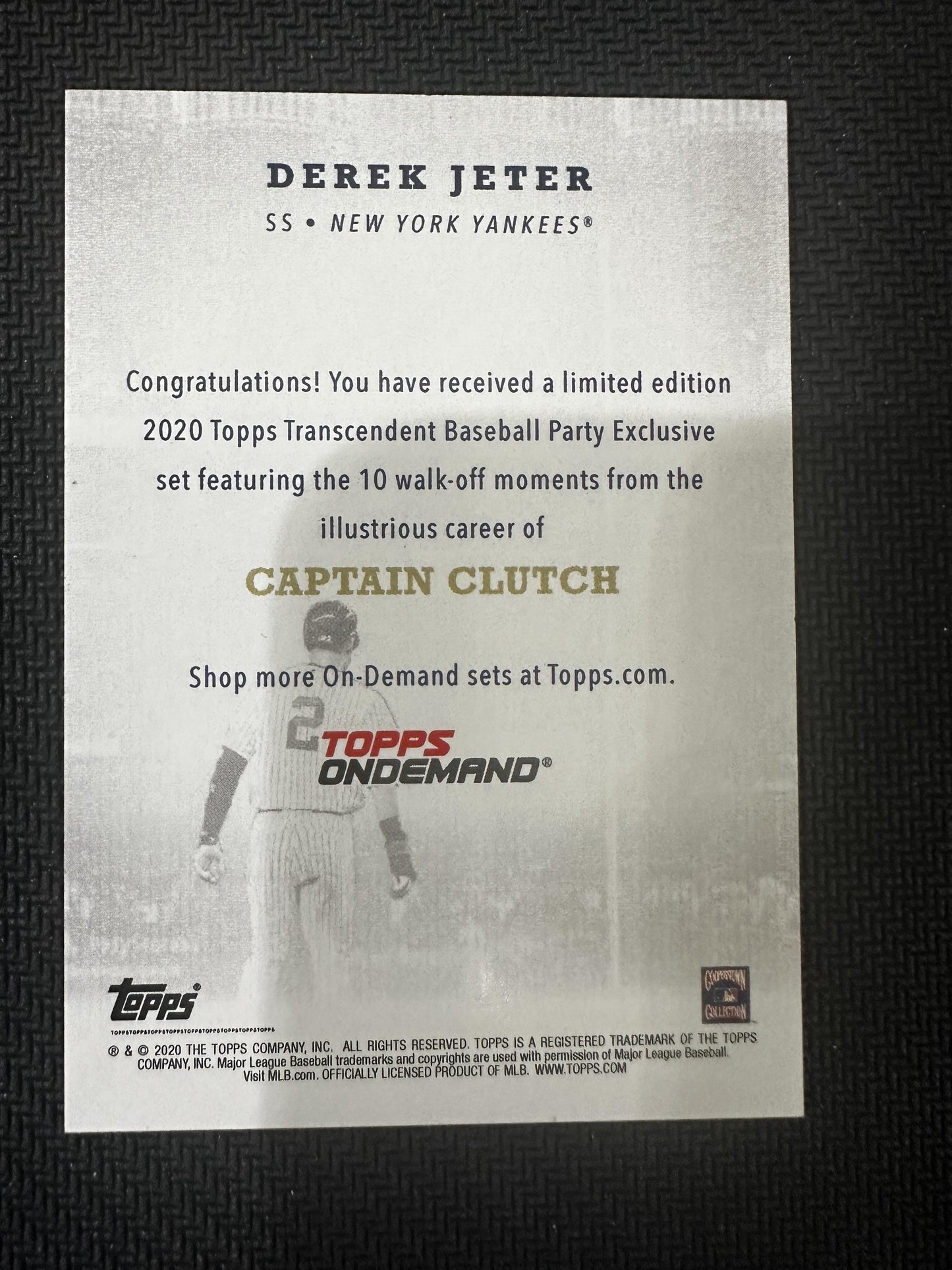 #TCC-1 Derek Jeter 2020 Topps Transcendent /40 New York Yankees