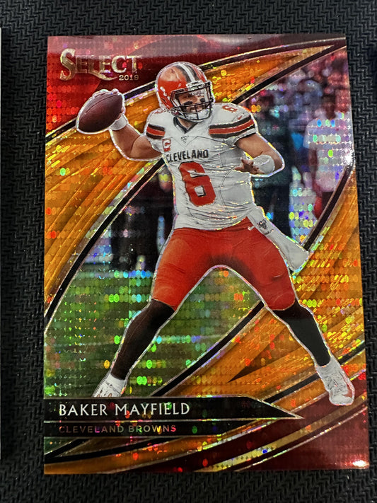 #213 Baker Mayfield 2019 Panini Select /11 Browns Neon Orange Pulsar Prizm