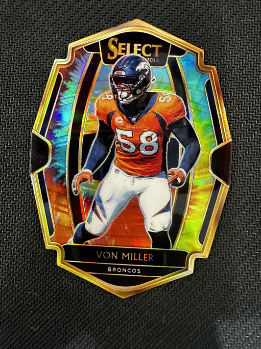 #103 Von Miller 2018 Panini Select SN #/25 Denver Broncos sports Tie-Dye Prizm