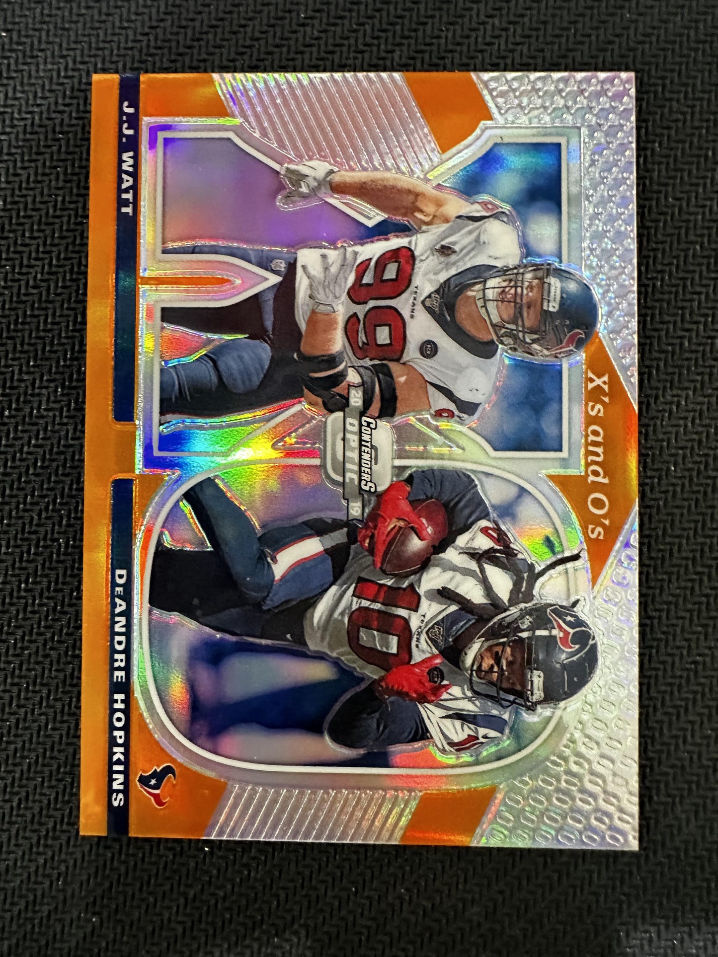 #XO-DJ Hopkins/Watt 2019 Panini Contenders Optic /50 Texans Xs and Os Orange