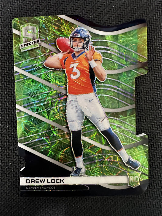 #169 Drew Lock 2019 Panini Spectra /30 Denver Broncos Neon Green Die Cut