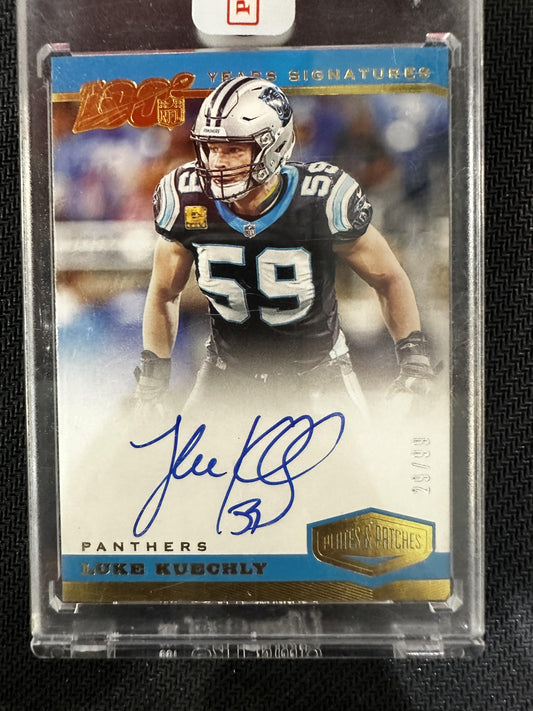 #20 Luke Kuechly 2019 Panini Plates & Patches Auto /99 Panthers 100 Years