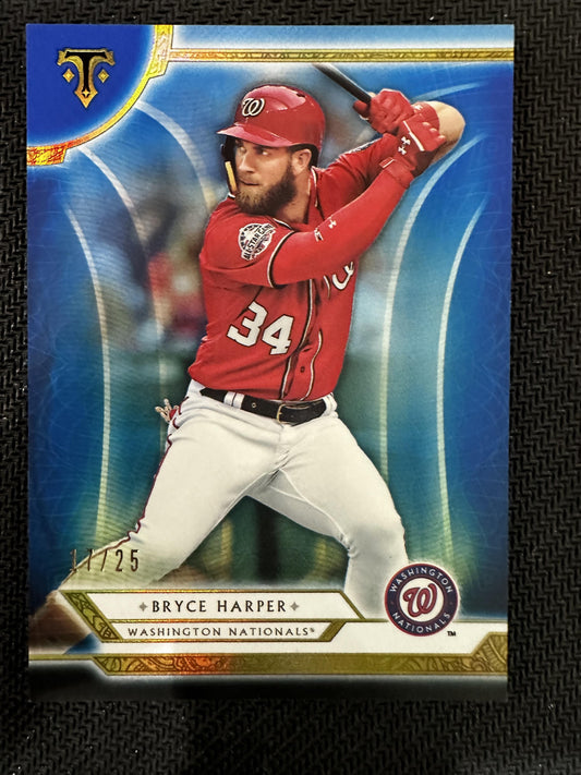 #1 Bryce Harper 2018 Topps Triple Threads SN #/25 Washington Nationals Sapphire