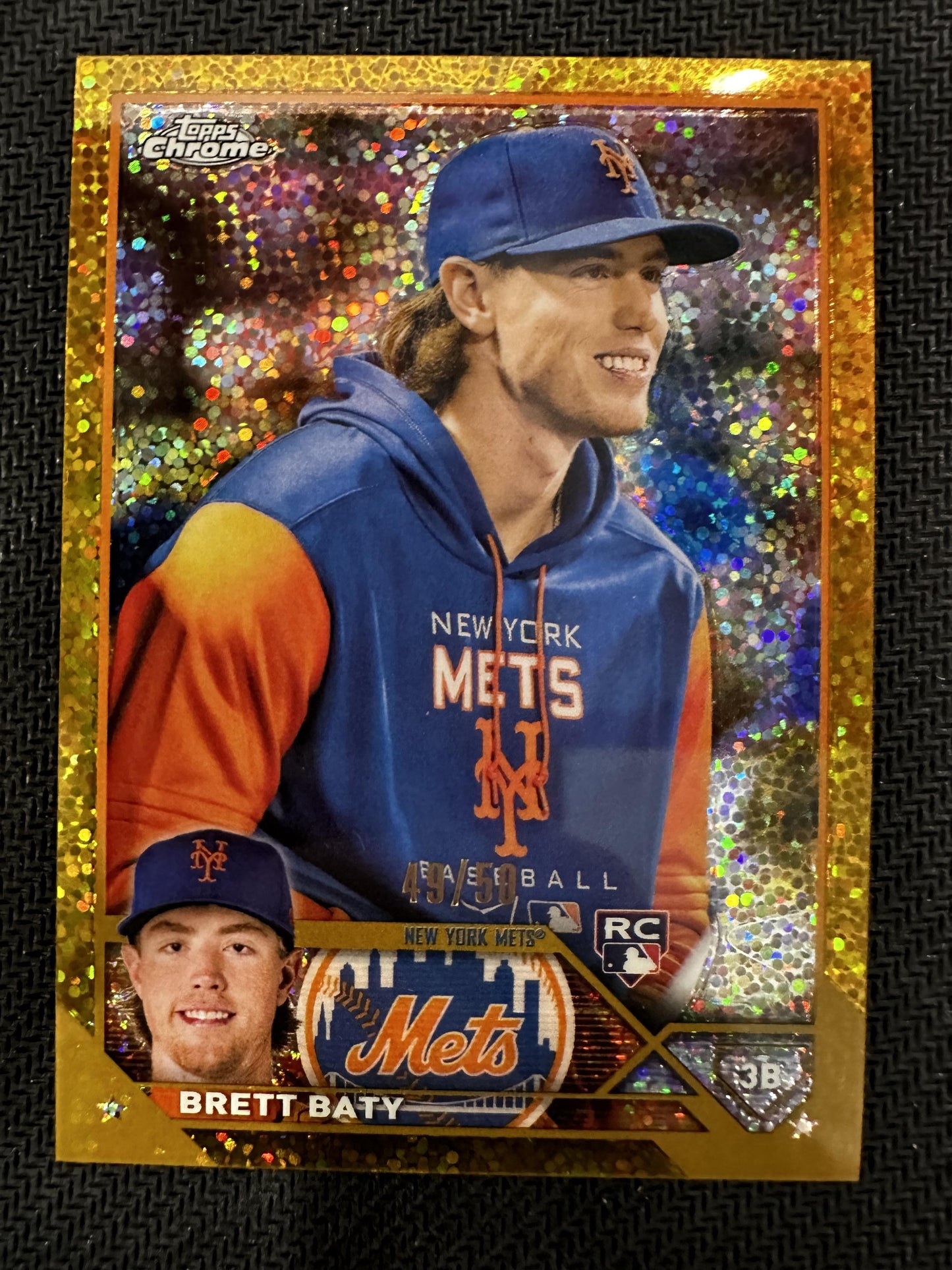 #204 Brett Baty 2023 Topps Chrome /50 Mets Base Image Variations Gold Speckle