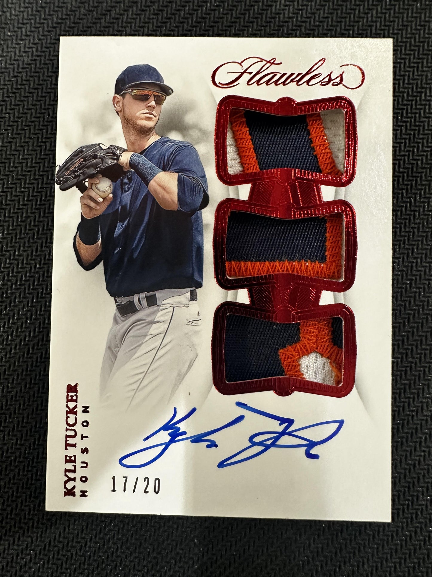 #TPA-KT Kyle Tucker 2019 Panini Flawless /20 Astros Triple Patch Auto Ruby