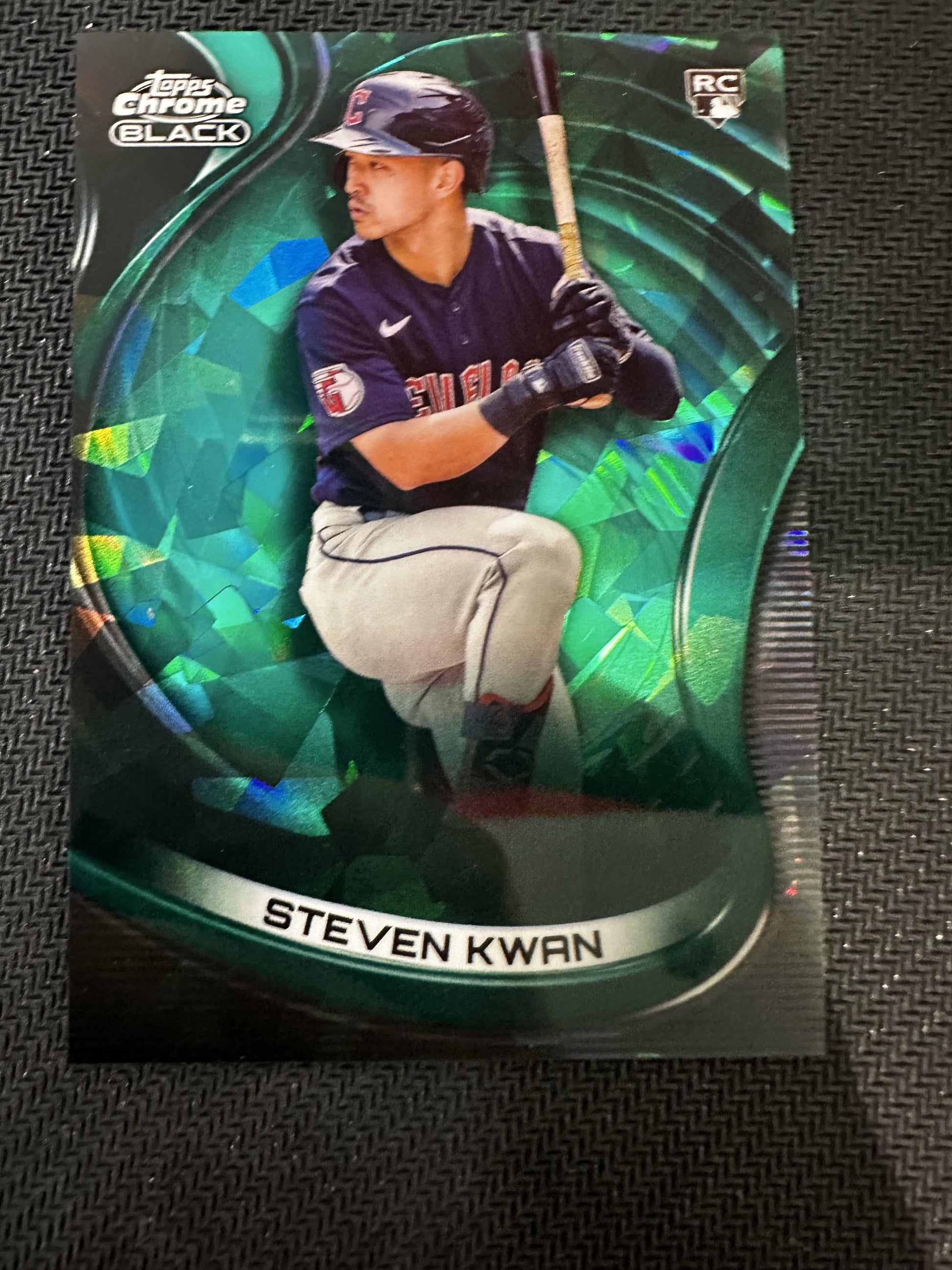 #24 Steven Kwan 2022 Topps Chrome Black /99 Cleveland Guardians Green Refractors