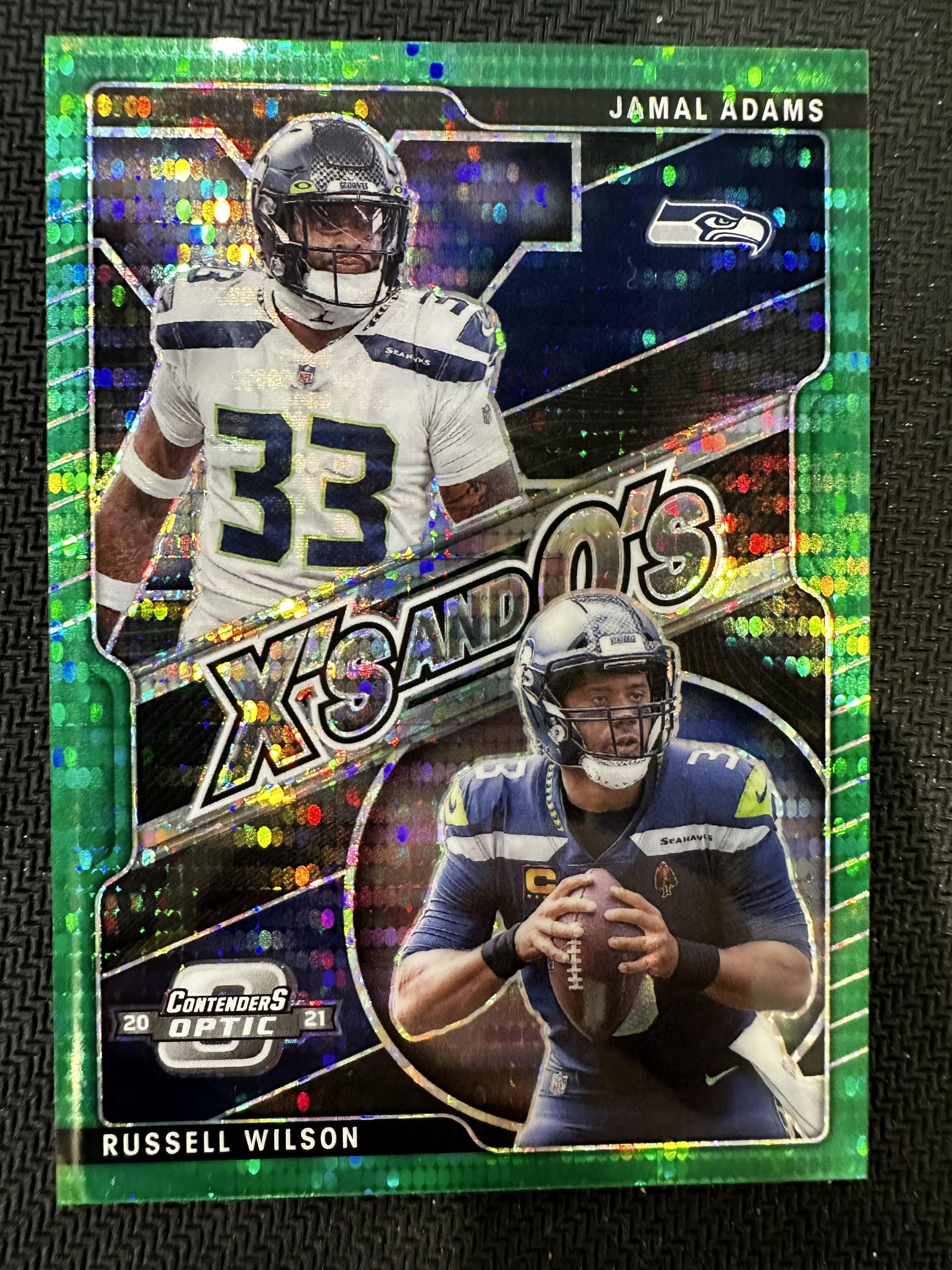 #XO-4 Jamal Adams/Russell Wilson 2021 Panini Contenders Optic /30 Seahawks Green