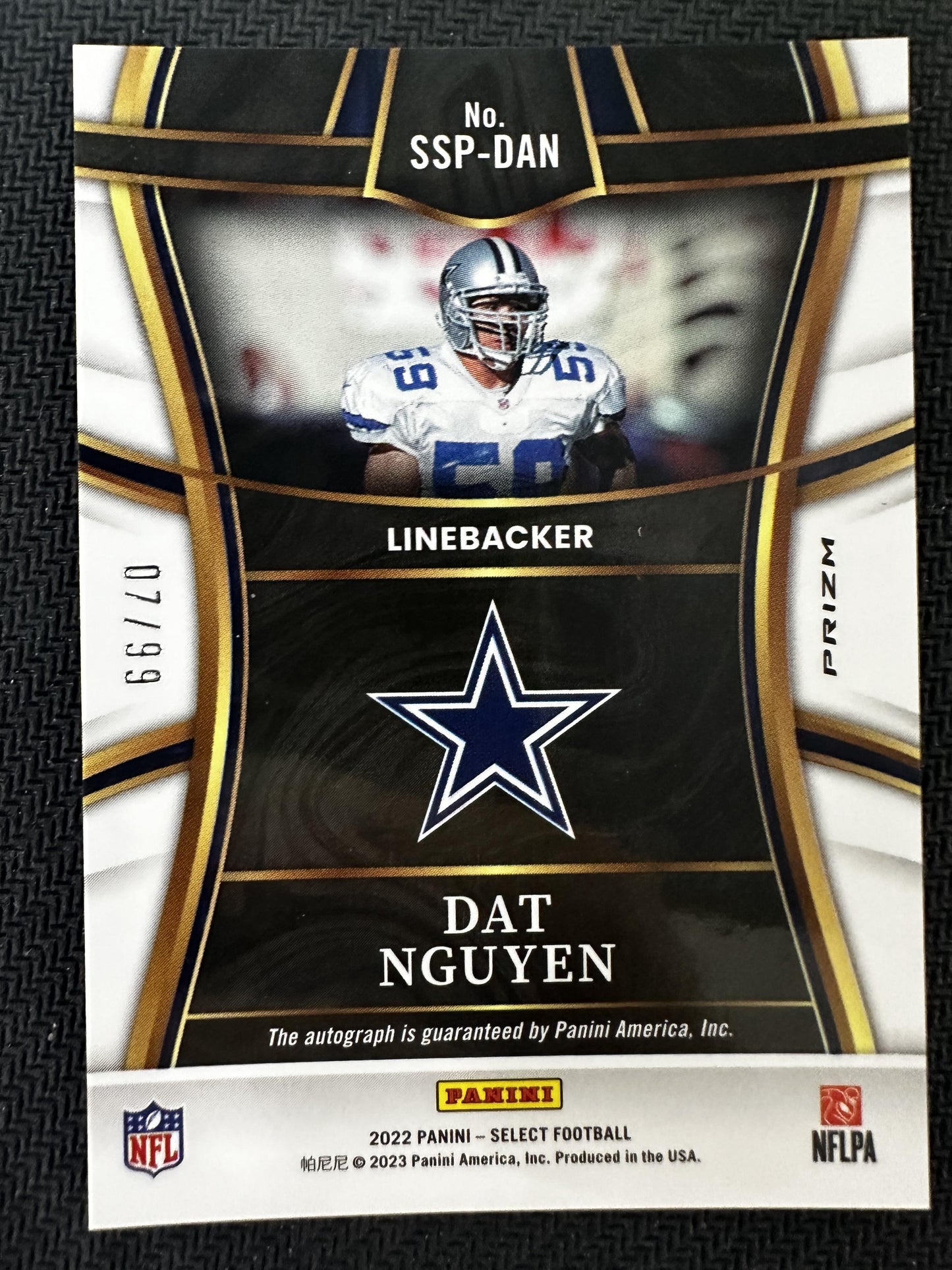 #SSP-DAN Dat Nguyen 2022 Panini Select Auto /99 Cowboys Select Signatures Blue