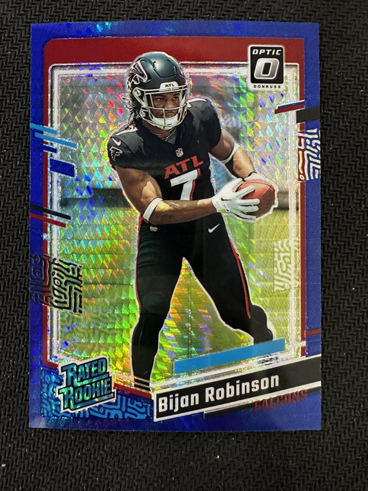 #206 Bijan Robinson 2023 Donruss Optic Atlanta Falcons sports Blue Hyper