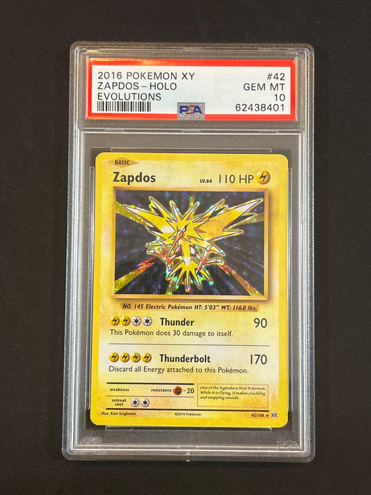 #42/108 Zapdos Holo PSA 10 - XY Evolutions