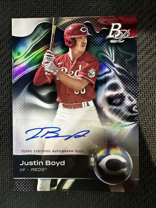 #TOP-65 Justin Boyd 2023 Bowman Platinum AU Auto Reds Top Prospects Auto