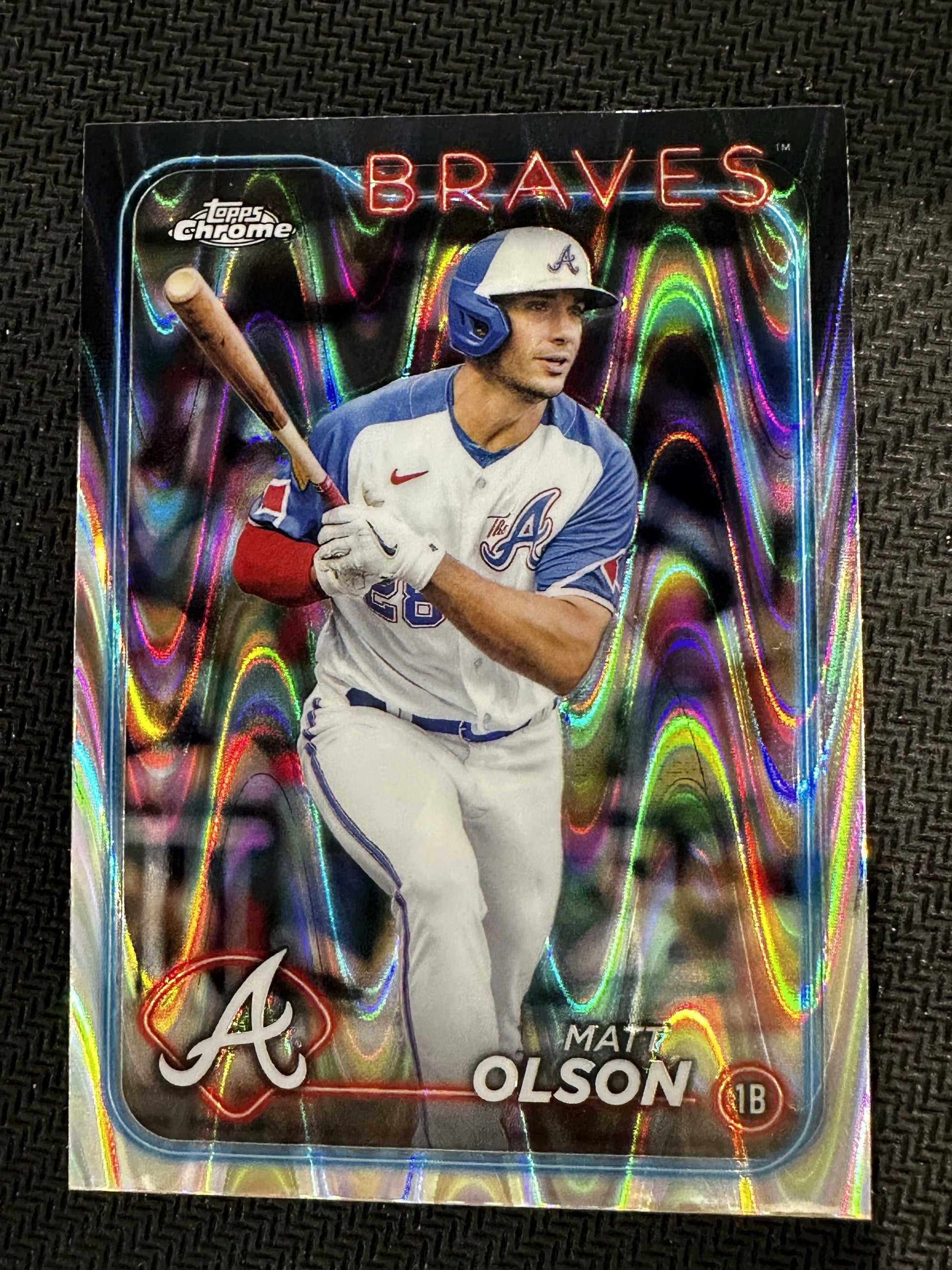 #23 Matt Olson 2024 Topps Chrome Atlanta Braves sports Raywave Refractors