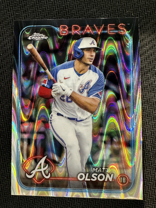 #23 Matt Olson 2024 Topps Chrome Atlanta Braves sports Raywave Refractors