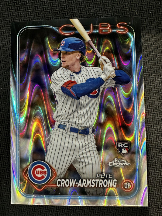 #16 Pete Crow-Armstrong 2024 Topps Chrome RC Rookie Chicago Cubs sports Raywave