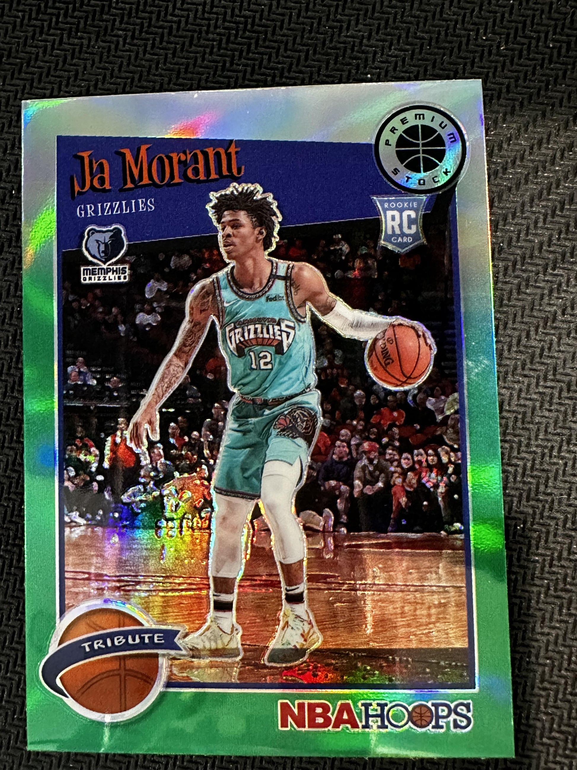 #297 Ja Morant 2019-20 Hoops Premium Stock RC Rookie Memphis Grizzlies Green