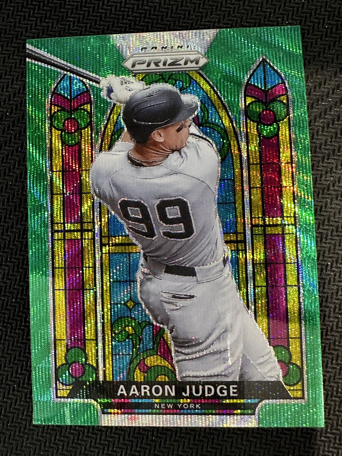 #SG-5 Aaron Judge 2021 Panini Prizm New York Yankees Stained Glass Green Wave