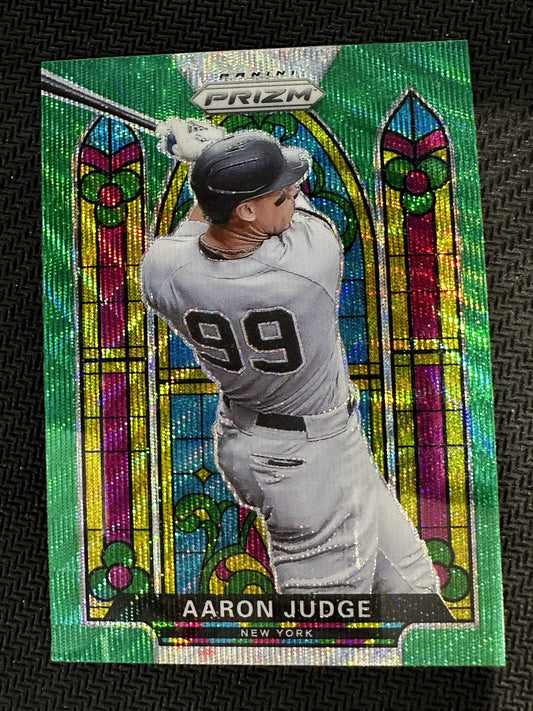 #SG-5 Aaron Judge 2021 Panini Prizm New York Yankees Stained Glass Green Wave