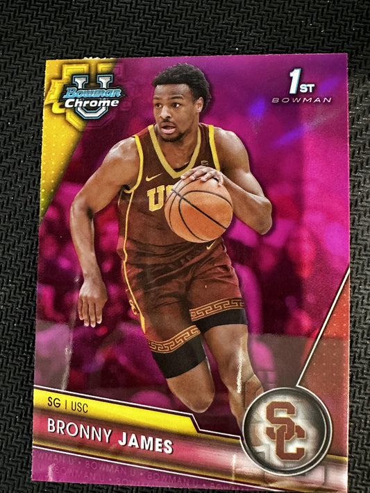 #95 Bronny James 2023-24 Bowman University Chrome USC Trojans Pink Refractor