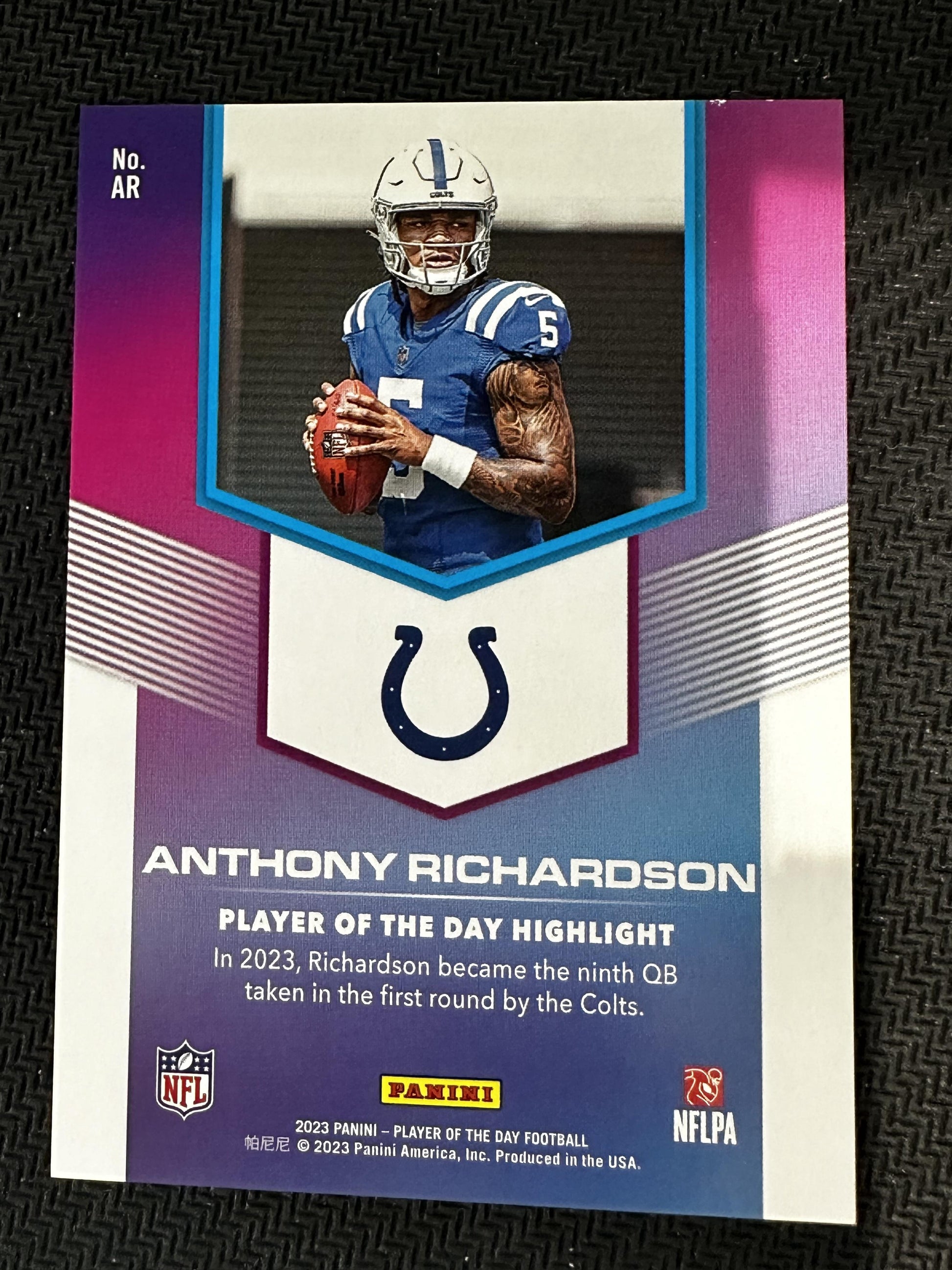 #AR Anthony Richardson 2023 Panini NFL Player of the Day SN #/199 Colts Orange