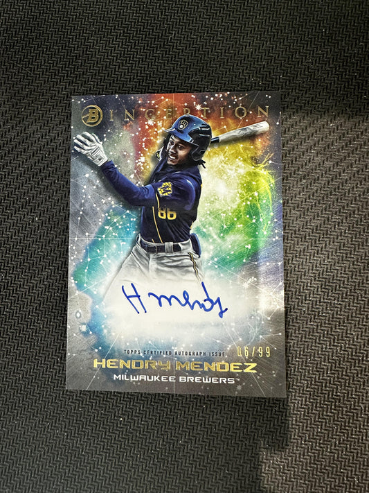 #95 Hendry Mendez 2022 Bowman Inception Milwaukee Brewers sports