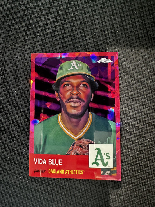 #333 Vida Blue 2022 Topps Chrome Platinum Anniversary /100 Athletics Fuchsia