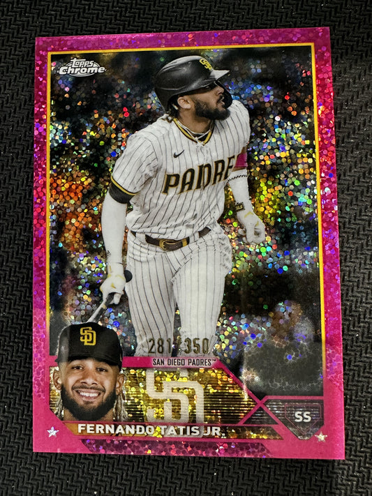 #129 Fernando Tatis Jr. 2023 Topps Chrome /350 Padres Magenta Speckle Refractor