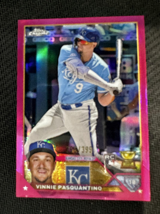 #119 Vinnie Pasquantino 2023 Topps Chrome SN #/399 Kansas City Royals Magenta