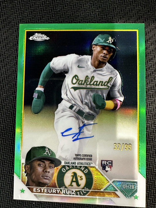 #RA-ERU Esteury Ruiz 2023 Topps Chrome /99 Athletics Auto Green