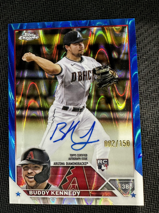 #RA-BK Buddy Kennedy 2023 Topps Chrome /150 Diamondbacks Auto Blue RayWave