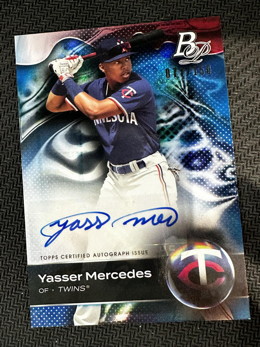 #TOP-95 Yasser Mercedes 2023 Bowman Platinum /150 Twins Top Prospects Auto Blue