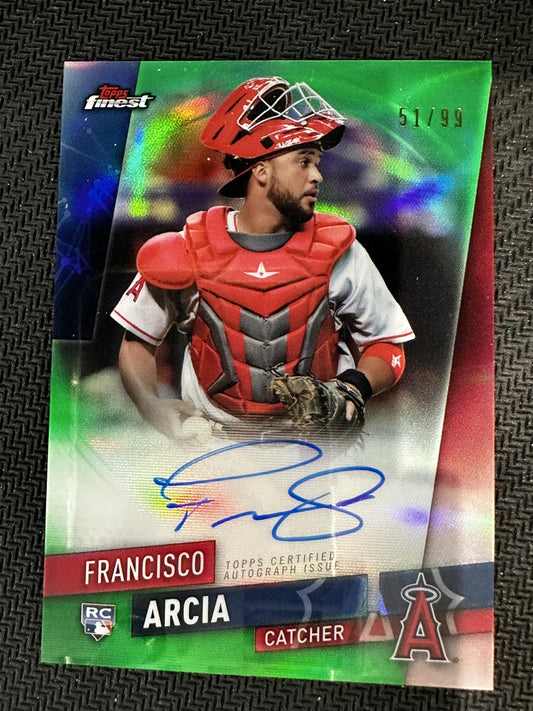 #FA-FA Francisco Arcia 2019 Finest AU,SN Auto #/99 Angels Finest Auto Green