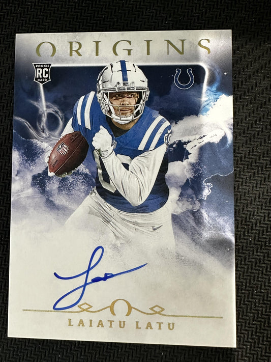 #RAU-LLA Laiatu Latu 2024 Panini Origins SN,AU Auto /99 Colts Rookie Auto Red