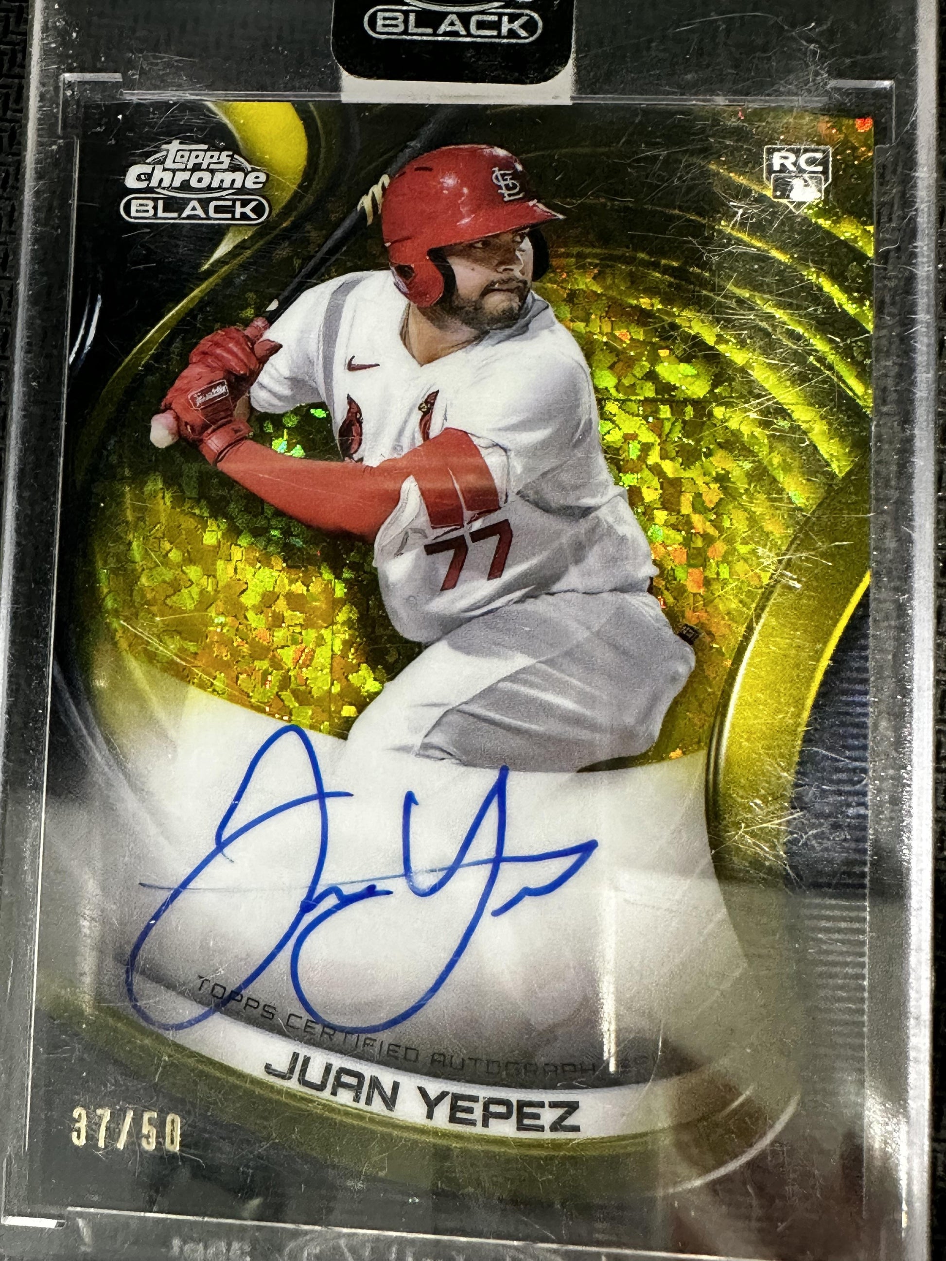 #CBA-JY Juan Yepez 2022 Topps Chrome Black /50 Cardinals Auto Gold Refractors