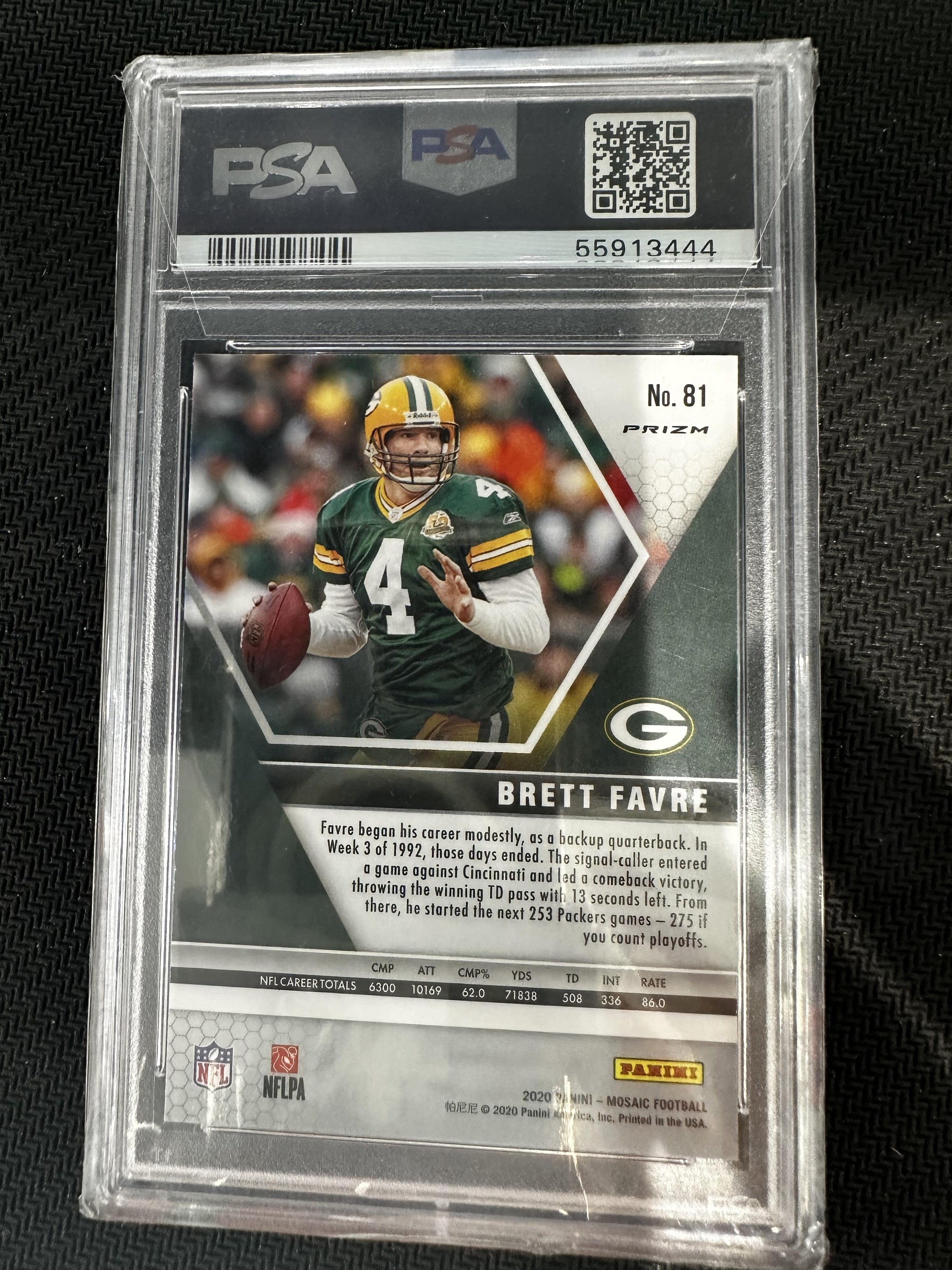 #81 Brett Favre 2020 Panini Mosaic 10 GEM-MT sports Genesis