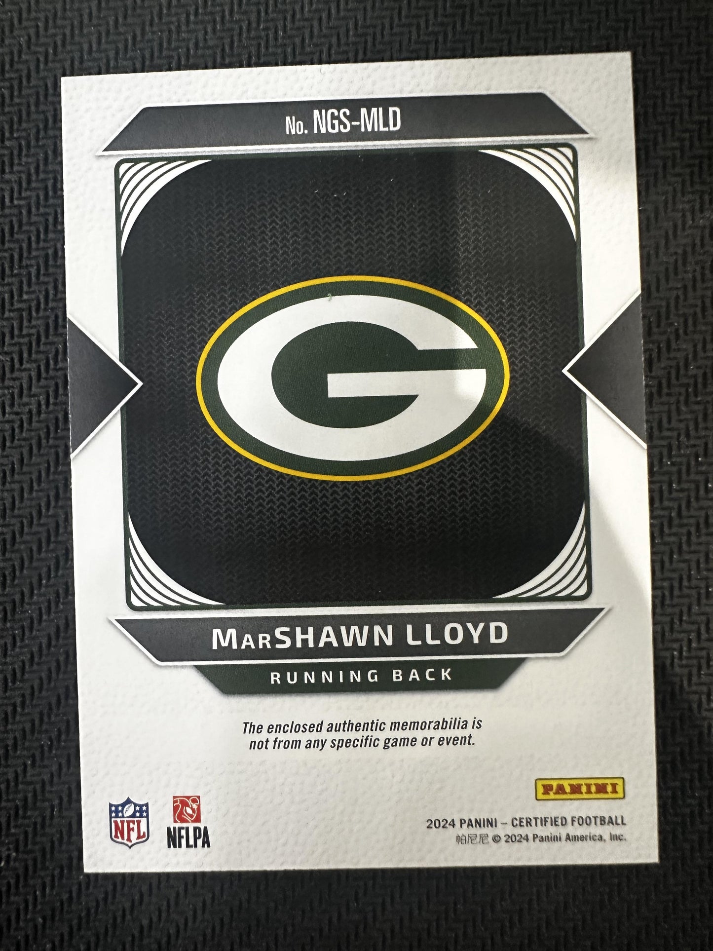 #NGS-MLD MarShawn Lloyd 2024 Panini Certified New Generation Patch Blue /50