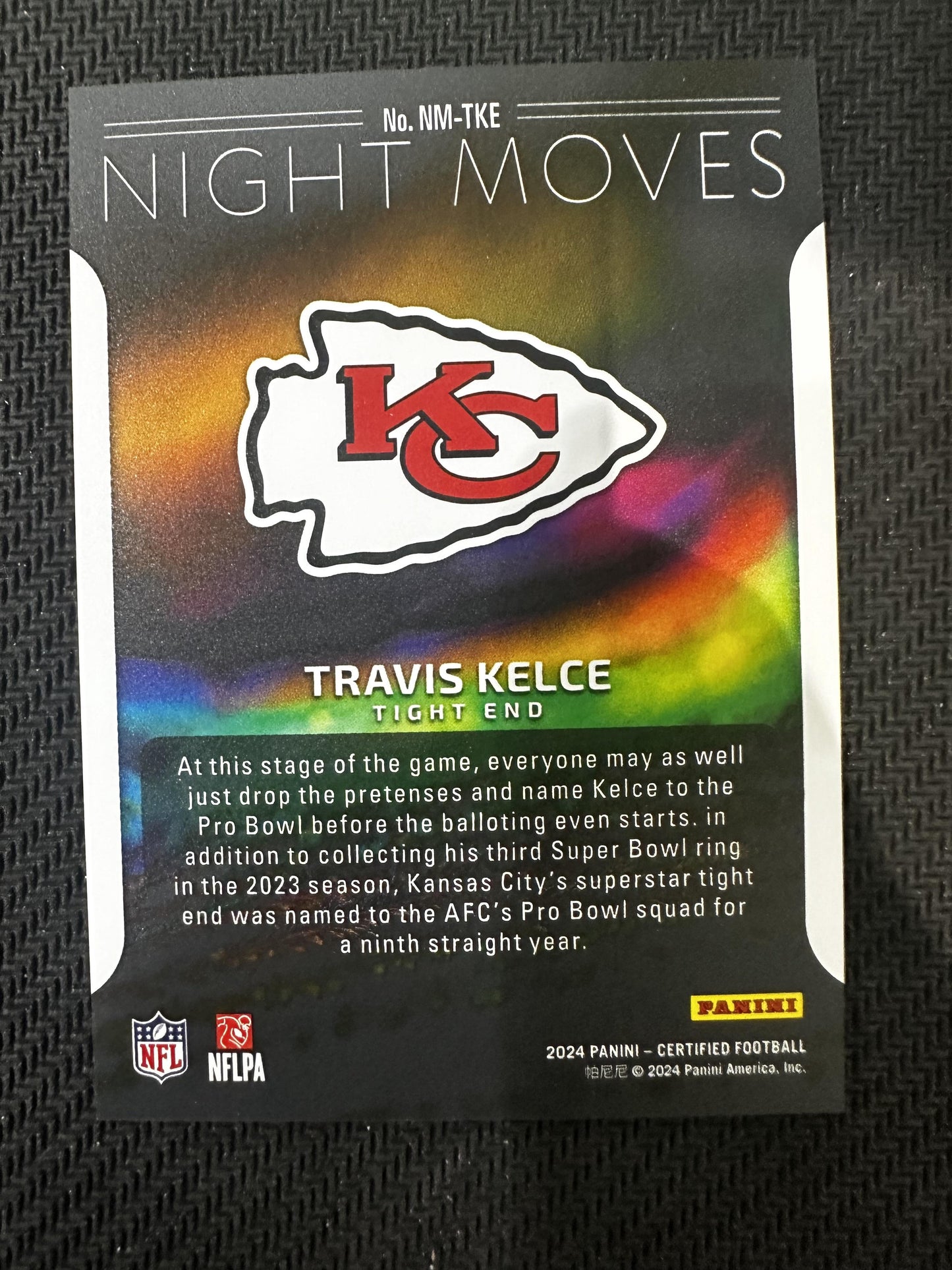 #NM-TKE Travis Kelce 2024 Panini Certified Night Moves